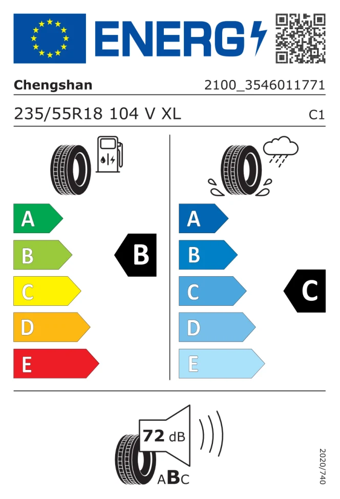 Etichetta europea CHENGSHAN HUA XTOUR 235/55R18 104V TL