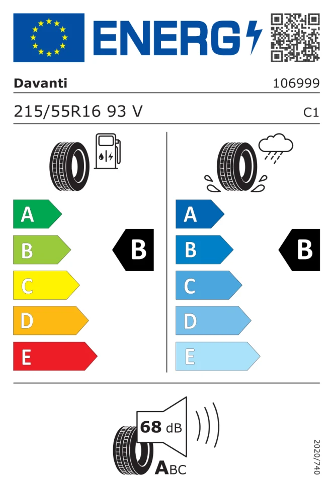 Etichetta europea DAVANTI DX 390 215/55R16 93V TL