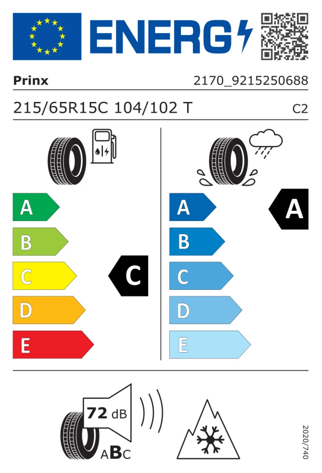 Etichetta europea PRINX VANEA 4S 215/65R15C 104/102T TL