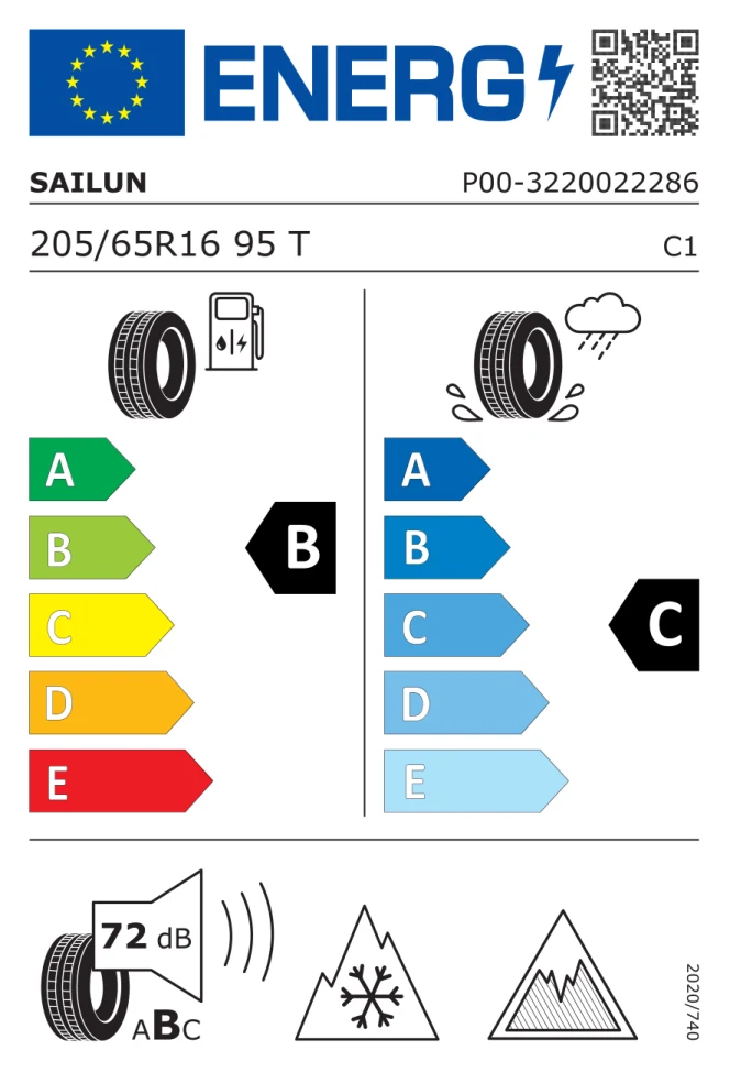 Etichetta europea SAILUN ICE BLAZER SPIKE 205/65R16 95T TL