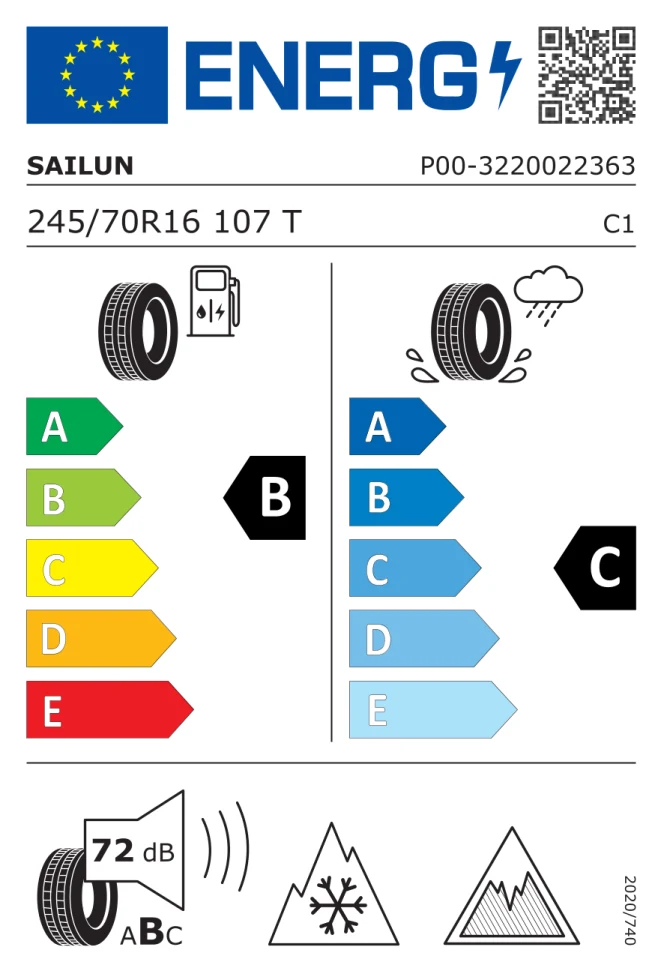Etichetta europea SAILUN ICE BLAZER SPIKE 245/70R16 107T TL