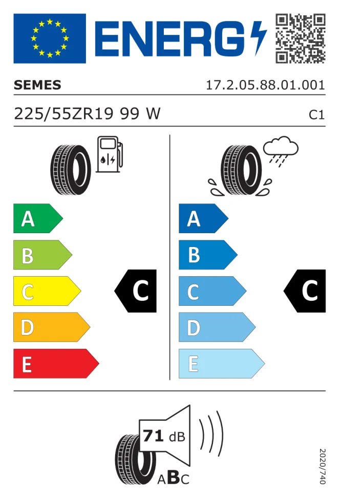 Etichetta europea SEMES SS1 SPORT 225/55ZR19 99W TL