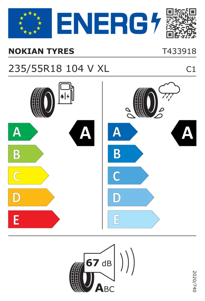 Etichetta europea NOKIAN POWERPROOF E 235/55R18 104V TL