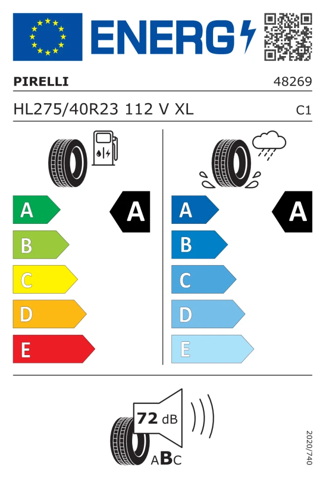 Etichetta europea PIRELLI PZERO PZ5 HL275/40R23 112V TL
