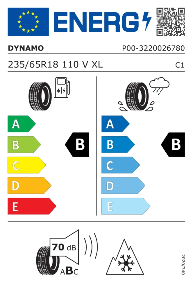 Etichetta europea DYNAMO ALL WEATHER 235/65R18 110V TL