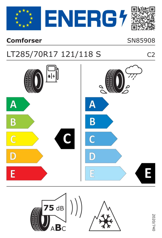 Etichetta europea COMFORSER CF 1100 LT285/70R17 121/118S TL