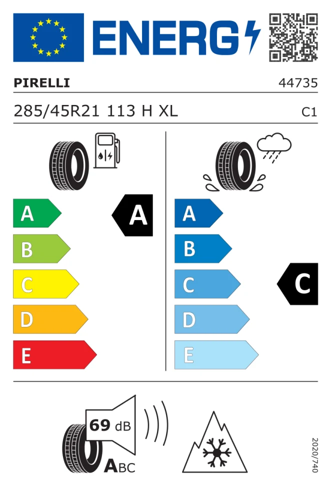 Etichetta europea PIRELLI P ZERO WINTER 2 285/45R21 113H TL