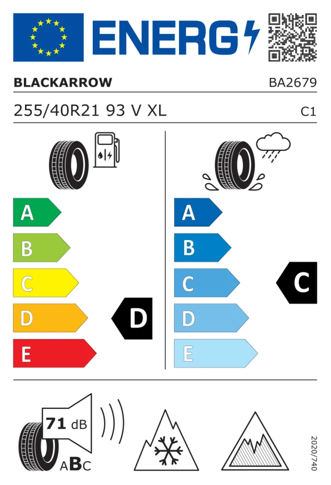 Etichetta europea BLACKARROW WP 10 255/40R21 93V TL