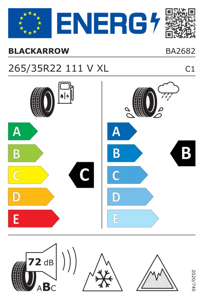 Etichetta europea BLACKARROW WP 10 265/35R22 111V TL