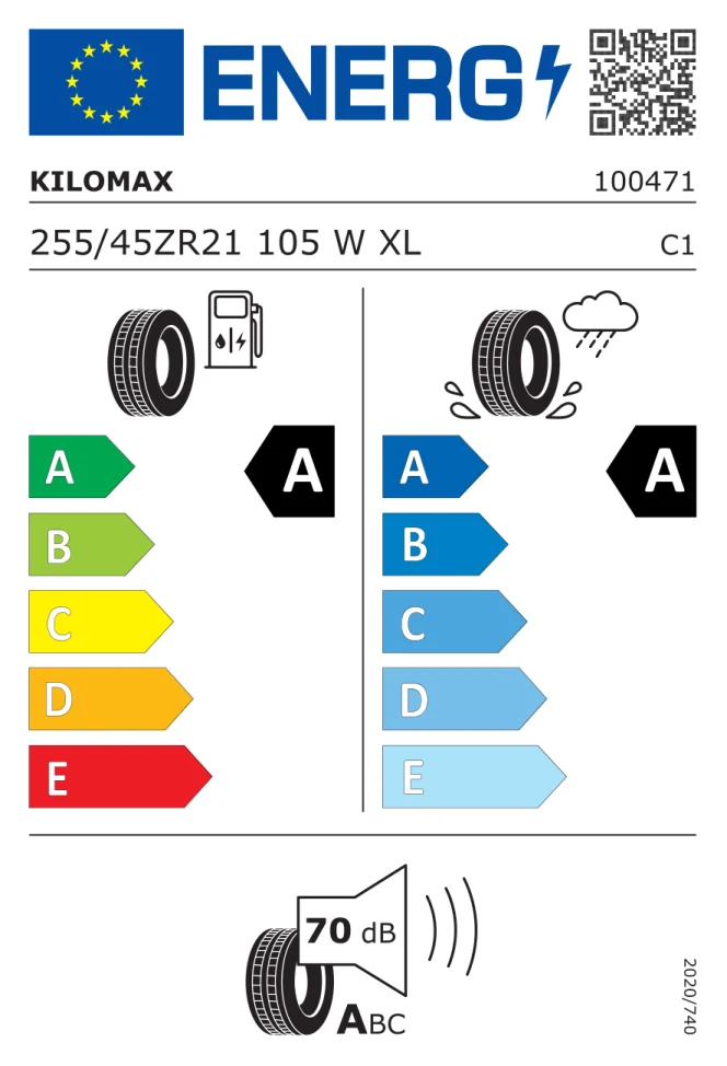 Etichetta europea KILOMAX KV 101 255/45ZR21 105W TL