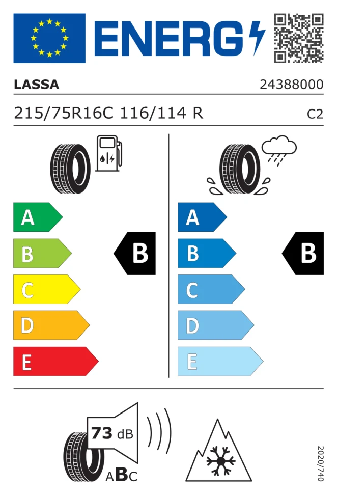 Etichetta europea LASSA WINTUS 3 215/75R16C 116/114R TL