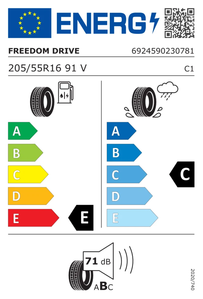 Etichetta europea FREEDOMDRIVE COMFORT MOTION 205/55R16 91V TL