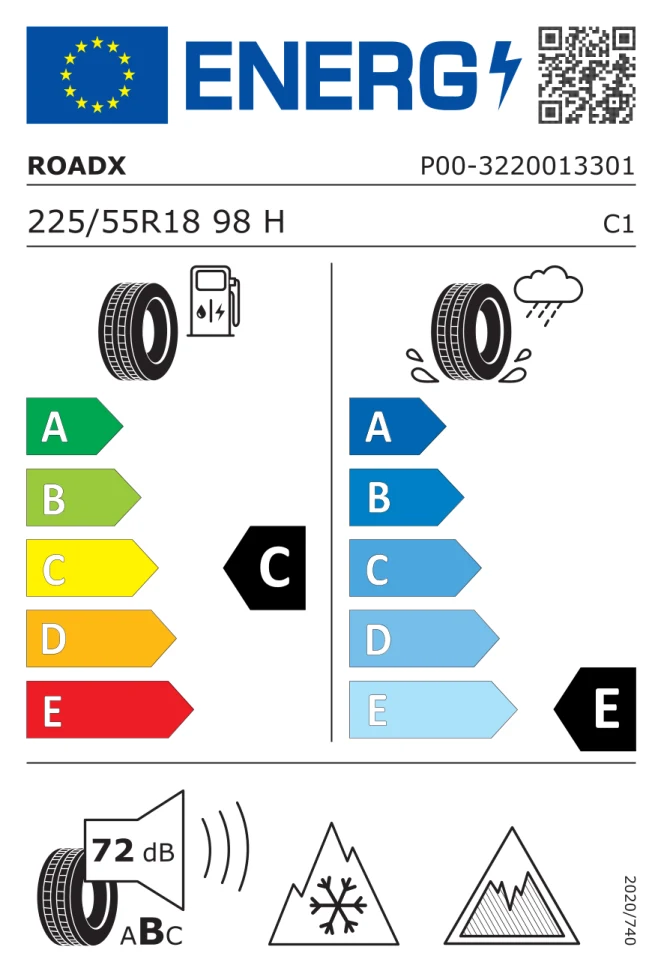 Etichetta europea ROADX RX FROST WU02 225/55R18 98H TL