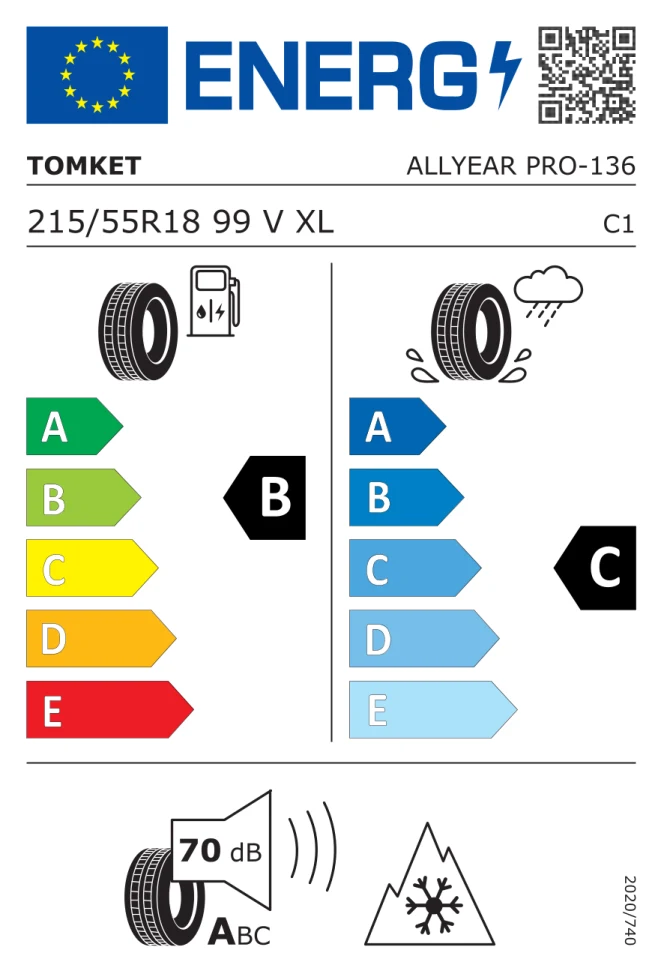 Etichetta europea TOMKET ALLYEAR PRO 215/55R18 99V TL
