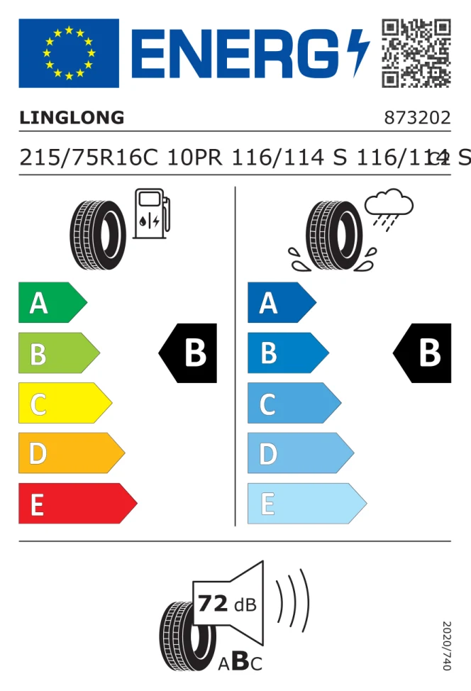 Etichetta europea LINGLONG DURA MASTER VAN E 215/75R16C 116/114S (116/114S) TL