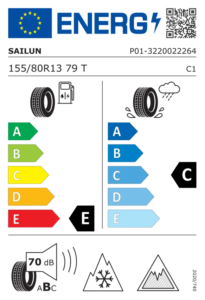 Etichetta europea SAILUN ICE BLAZER SPIKE 155/80R13 79T TL
