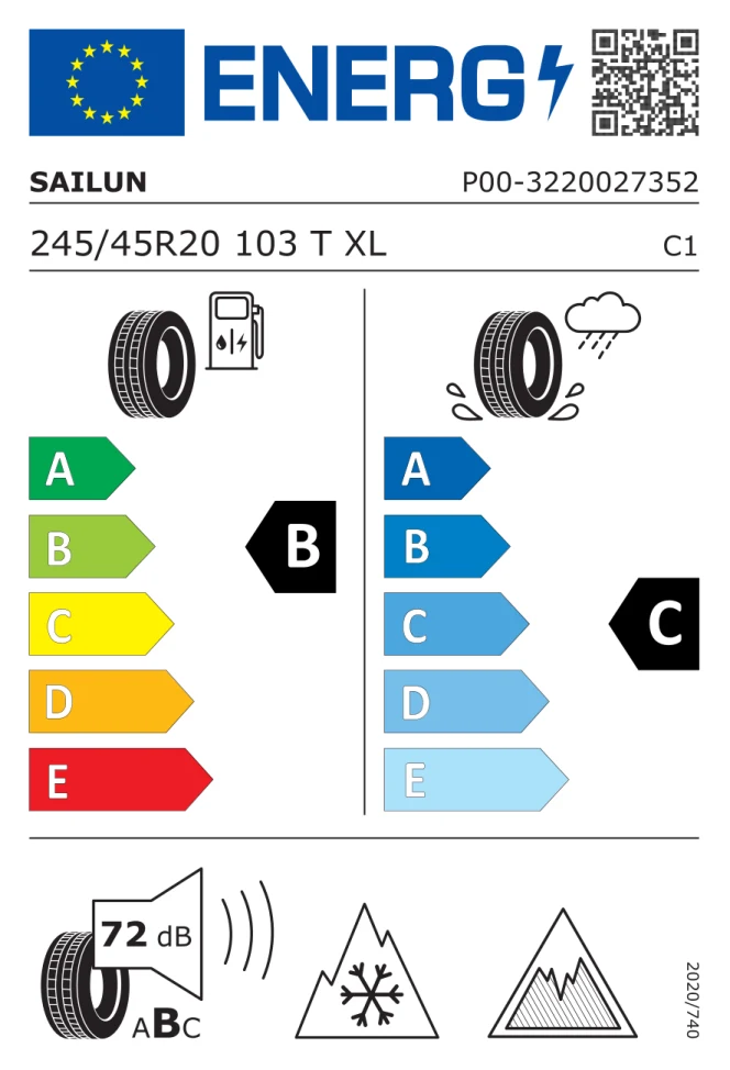 Etichetta europea SAILUN ICE BLAZER ARCTIC 2 245/45R20 103T TL