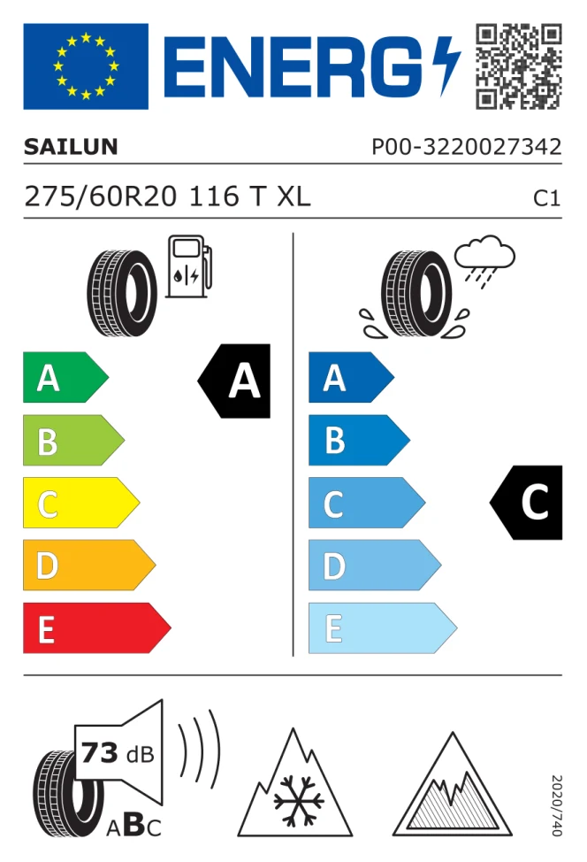 Etichetta europea SAILUN ICE BLAZER ARCTIC 2 275/60R20 116T TL