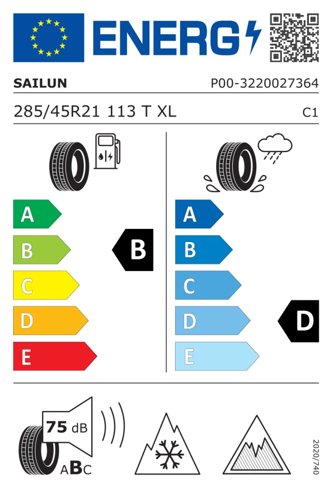 Etichetta europea SAILUN ICE BLAZER ARCTIC 2 285/45R21 113T TL