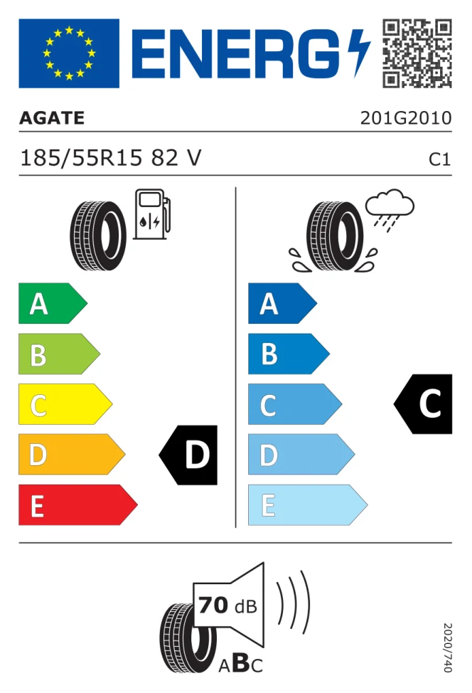 Etichetta europea AGATE AG 266 185/55R15 82V TL