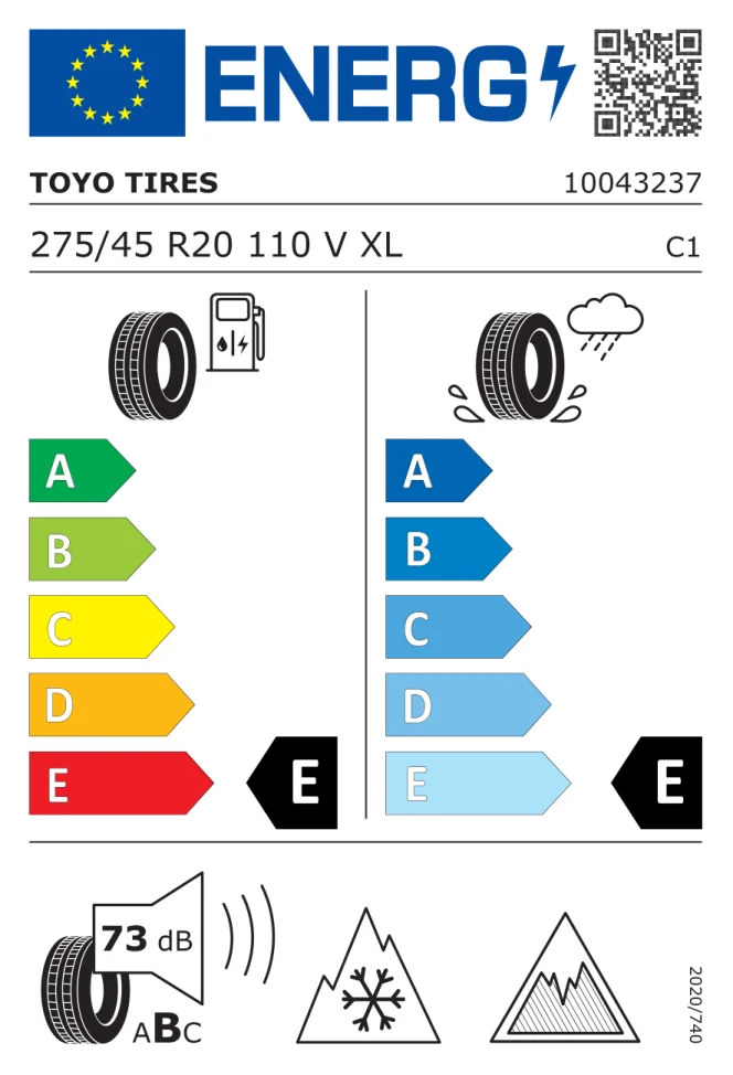Etichetta europea TOYO OBSERVE GSI6 LS 275/45R20 110V TL