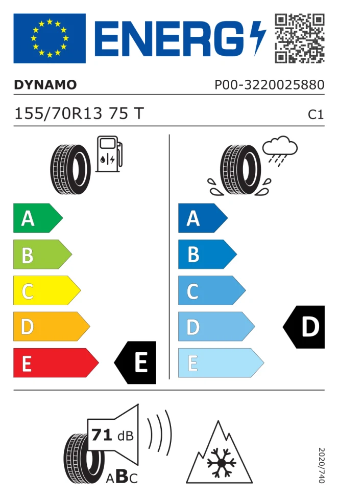 Etichetta europea DYNAMO NORDIC ICE 155/70R13 75T TL