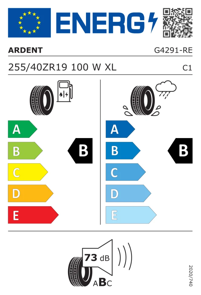 Etichetta europea ARDENT ROYAUREX R71 255/40ZR19 100W TL