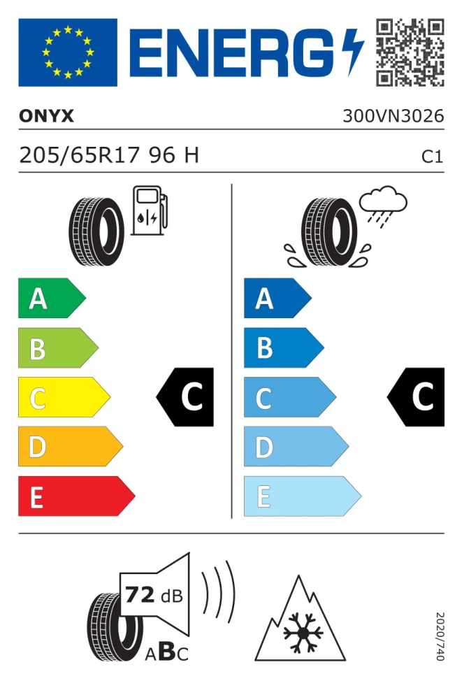 Etichetta europea ONYX NY W703 205/65R17 96H TL