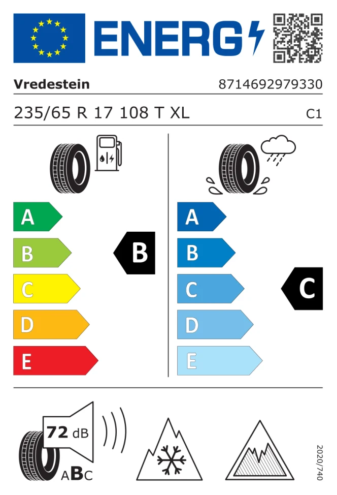 Etichetta europea VREDESTEIN NORDTRAC 2 PLUS 235/65R17 108T TL
