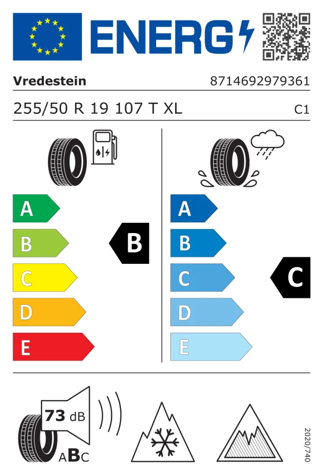 Etichetta europea VREDESTEIN NORDTRAC 2 PLUS 255/50R19 107T TL