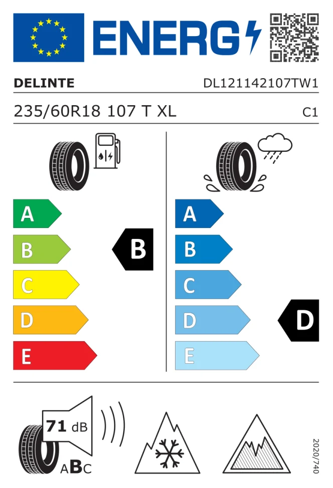 Etichetta europea DELINTE WINTER SOFT 235/60R18 107T TL