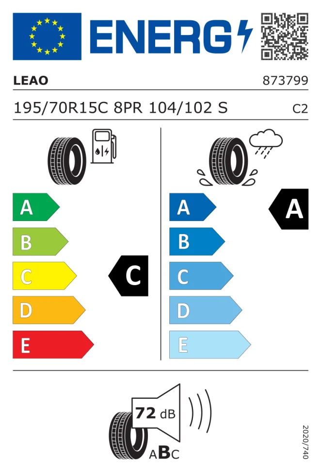 Etichetta europea LEAO NOVA FORCE VAN2 195/70R15C 104/102S TL