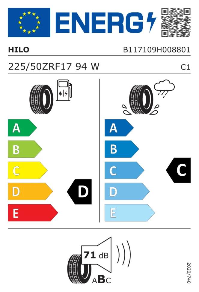 Etichetta europea HILO SAFETY XF8 225/50ZRF17 94W TL