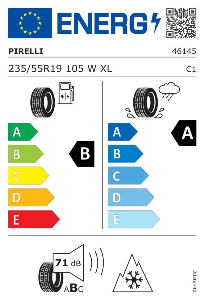Etichetta europea PIRELLI SCORPION WINTER 3 235/55R19 105W TL