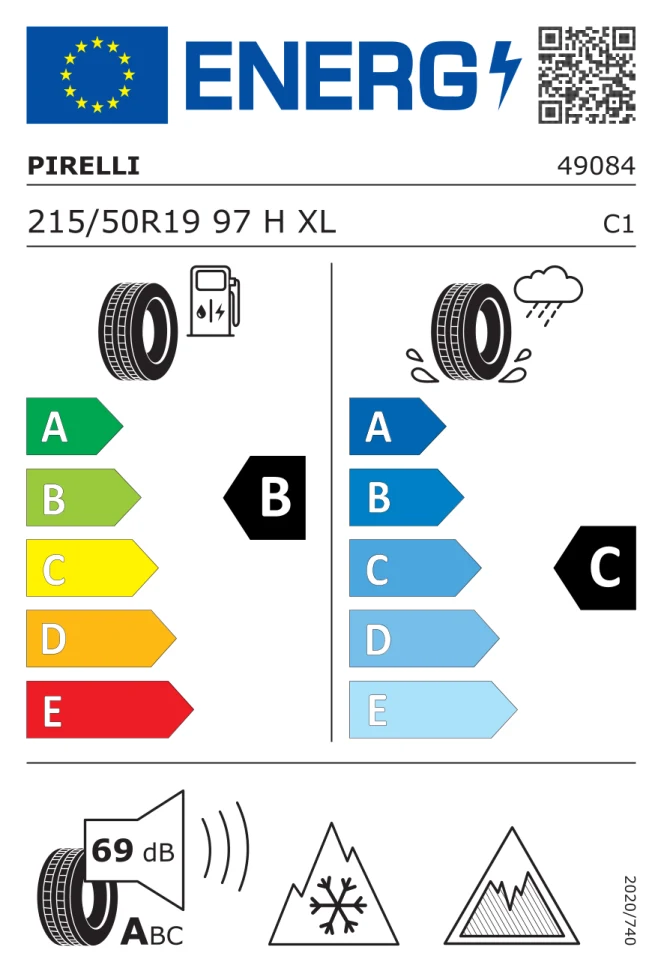 Etichetta europea PIRELLI ICE FRICTION 215/50R19 97H TL