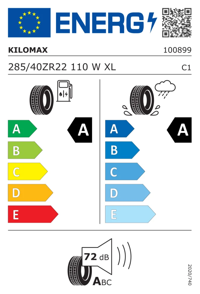 Etichetta europea KILOMAX KV 101 285/40ZR22 110W TL