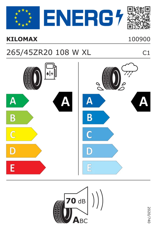 Etichetta europea KILOMAX KV 101 265/45ZR20 108W TL