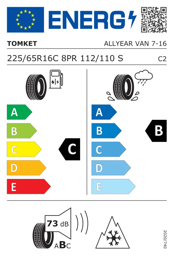 Etichetta europea TOMKET ALLYEAR VAN 7 225/65R16C 112/110S TL