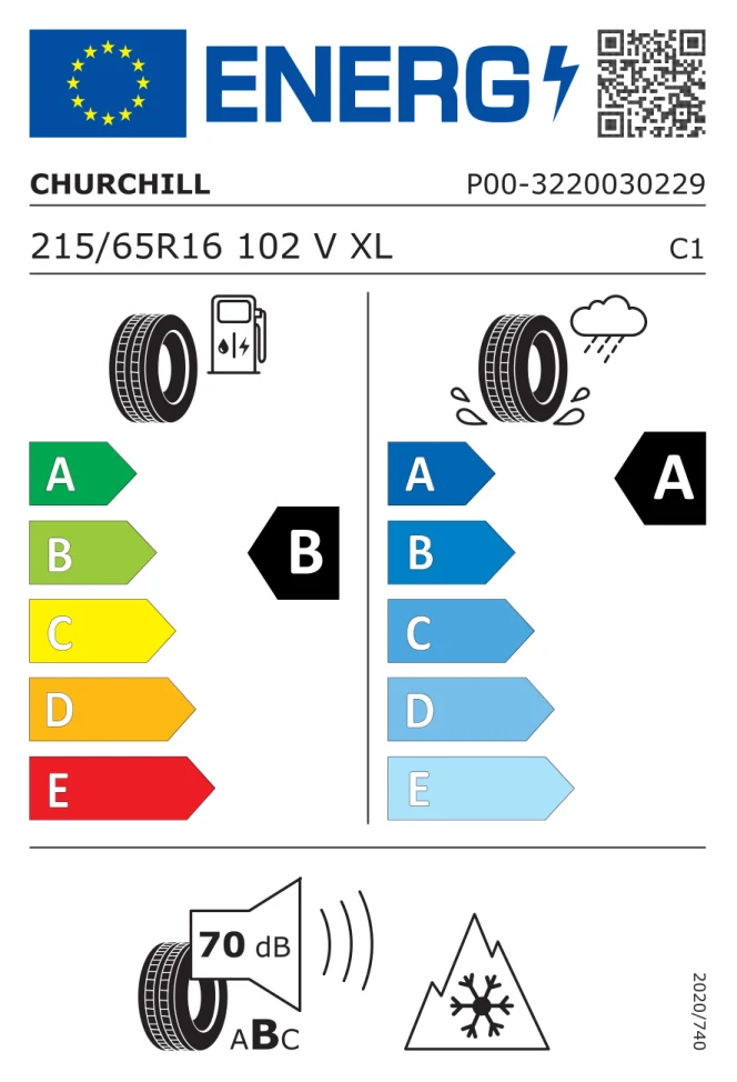 Etichetta europea CHURCHILL RCB 4SEASONS 215/65R16 102V TL