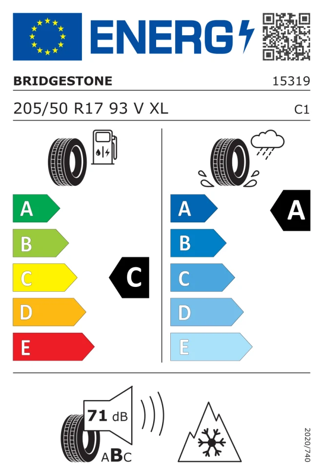 Etichetta europea BRIDGESTONE BLIZZAK LM005 205/50R17 93V TL