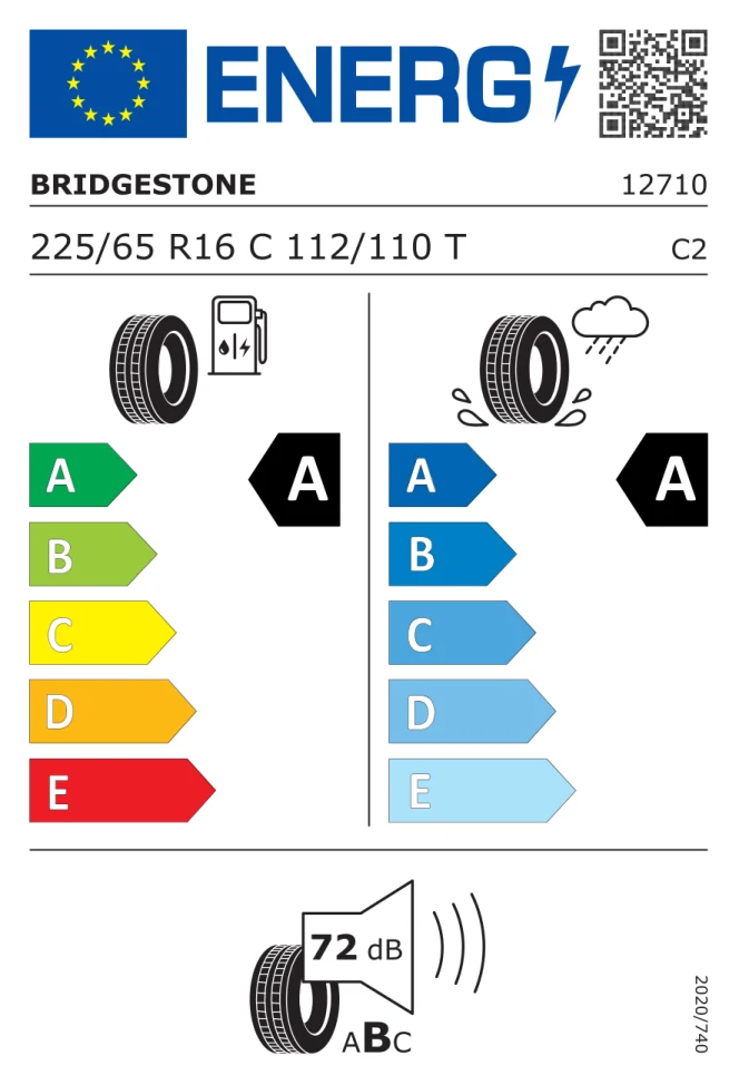 Etichetta europea BRIDGESTONE DURAVIS R660 ECO 225/65R16C 112/110T TL