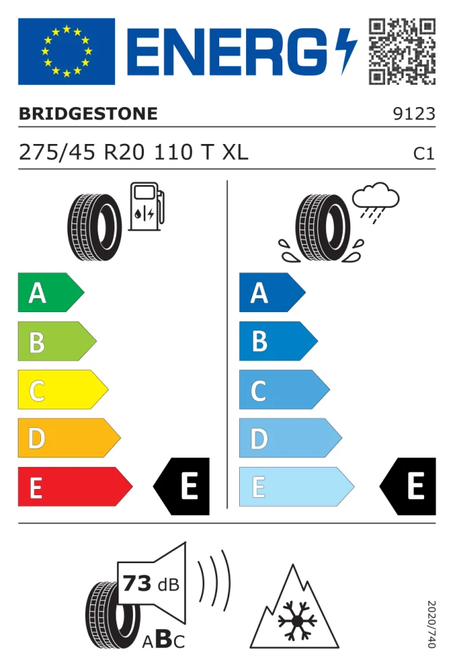 Etichetta europea BRIDGESTONE BLIZZAK DM V2 275/45R20 110T TL
