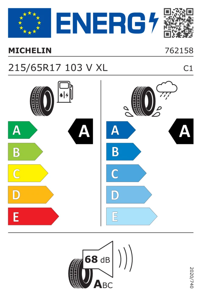 Etichetta europea MICHELIN PRIMACY 4 215/65R17 103V TL