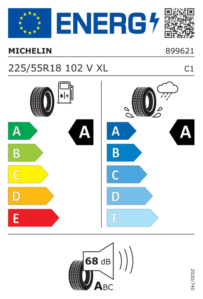 Etichetta europea MICHELIN PRIMACY 4 225/55R18 102V TL
