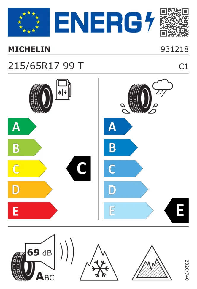 Etichetta europea MICHELIN X ICE SNOW 215/65R17 99T TL