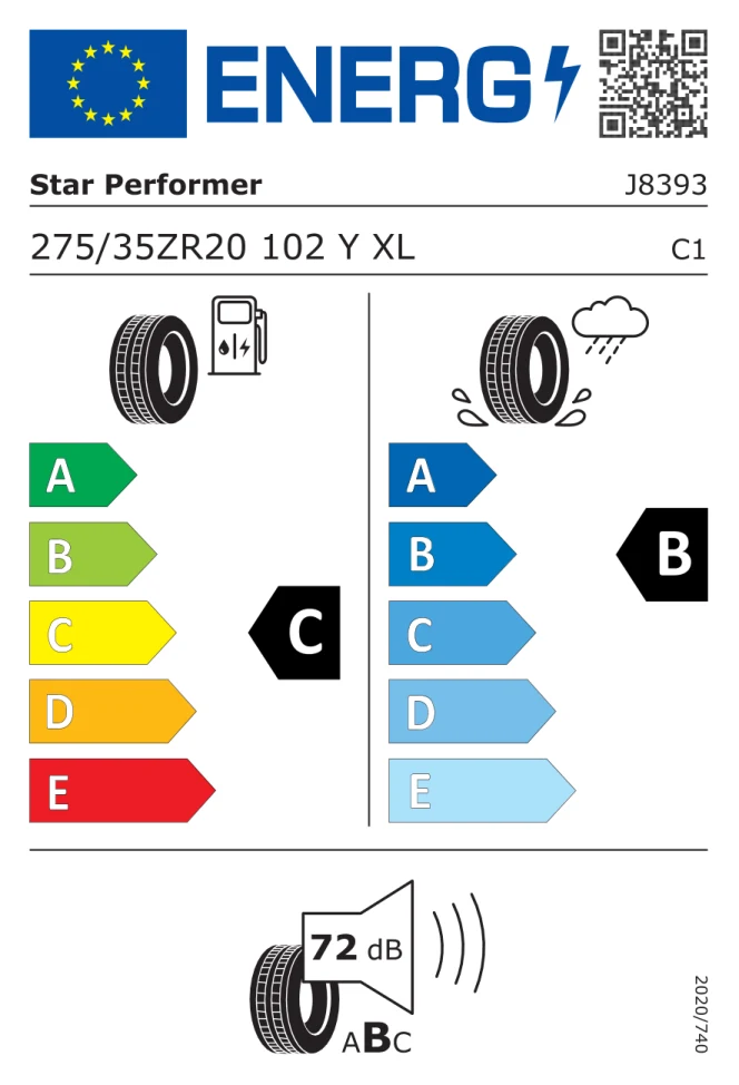 Etichetta europea STAR PERFORMER UHP 3 275/35ZR20 102Y TL