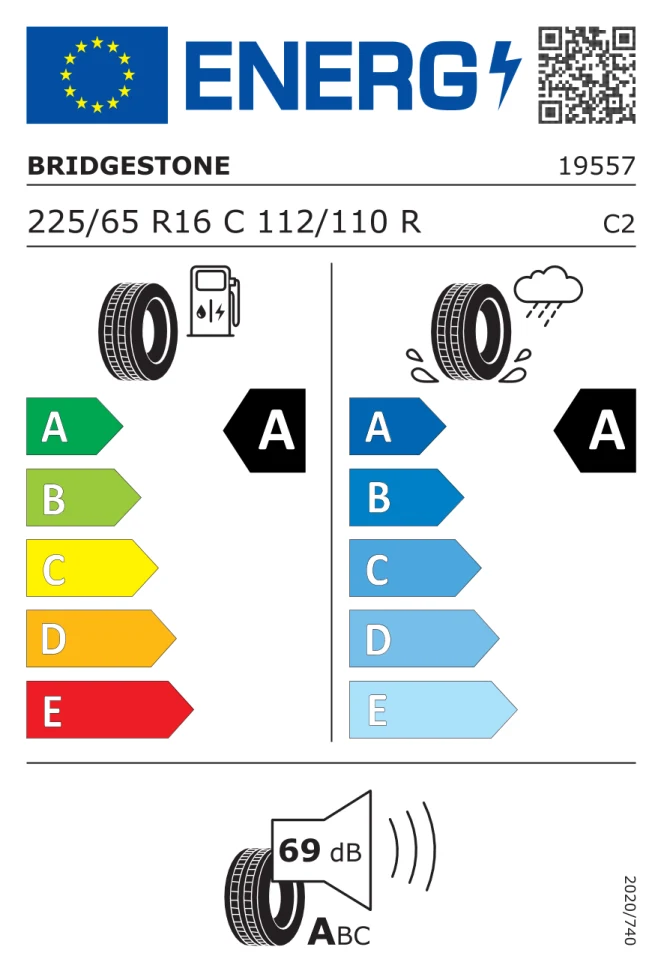 Etichetta europea BRIDGESTONE DURAVIS R660 ECO 225/65R16C 112/110R TL