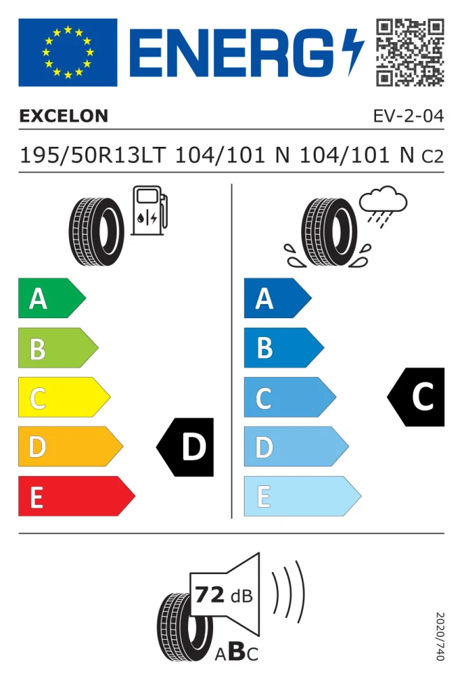 Etichetta europea EXCELON EV 2 LT195/50R13 104/101N TL