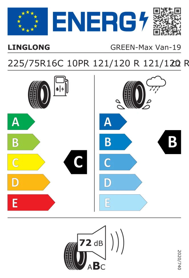 Etichetta europea LINGLONG GREEN MAX VAN 225/75R16C 121/120R TL
