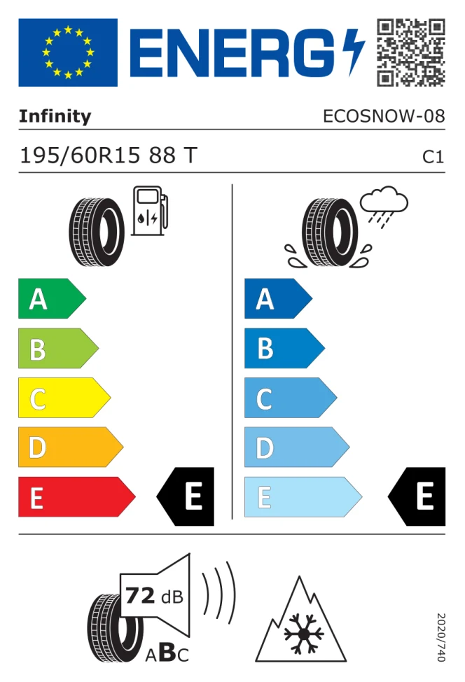 Etichetta europea INFINITY ECOSNOW 195/60R15 88T TL